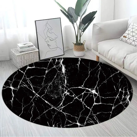 Navak Carpet Abstract Blue Marble Round Carpet Gold Textured Geometric Pattern Black Home Rugs Living Room Bedroom Decor Sofa Rug Floor Mats