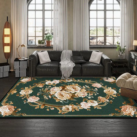 Navak Carpet European Style Flower Plant Living Room Carpet Luxury Decoration Home Sofa Area Soft Floor Mats Bedroom Cloakroom Non-slip Rug