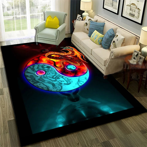 Navak Carpet Chinese 3D Tai Chi Bagua Yin Yang  Carpet Rug for Home Living Room Bedroom Sofa Doormat Decor,Child Area Rug Non-slip Floor Mat
