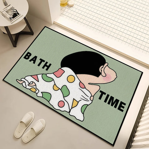 Navak Carpet Anti-Slip Cute C-chan Kitchen C-Crayon S-Shin Bedroom Tufted Rug cartoon Carpet time funny bath Living Room Entrance Decoration