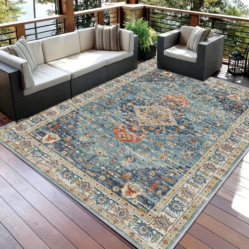 Navak Carpet 1pc Thick Autumn New Bohemian Style Large Area Outdoor Patio Garden Mat, Non-Slip RV Camping Crystal Velvet Mat,