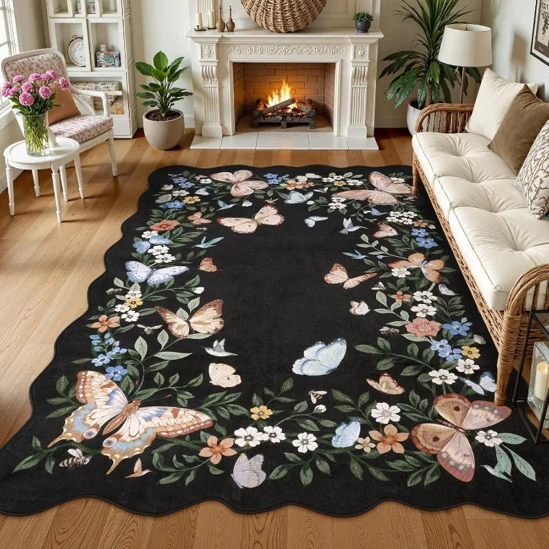 Navak Carpet Irregular Living Room Carpet Simple Butterfly Pattern Bedroom Bedside Rug Foldable Machine Washable Coffee Table Mat Kовер Tapis