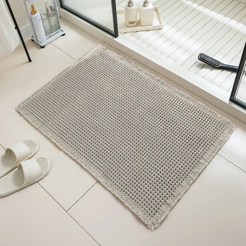 Navak Carpet Bathroom Absorbent Carpet Waffle Non-Slip Bath Mat Soft Doormat Toilet Absorbent Beside Bathtub Wash Basin Machine-Washable Rug