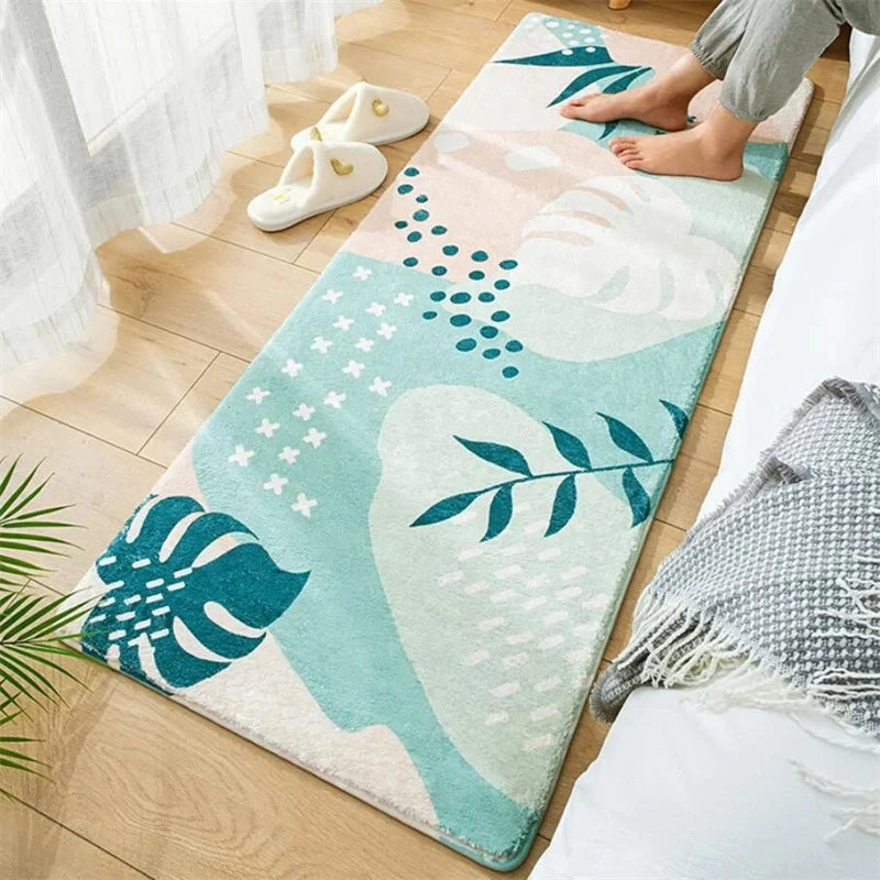 Navak Carpet Bedroom Home Carpet Bedside Rug Decoration Living Room Soft Door Mats Leaf Print Fluffy Plush Floor Mat Shaggy Alfombra 양탄자