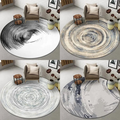 Navak Carpet Abstract Art Round Rug Living Room Sofa Bedroom Decorative Carpet Computer Chair Floor Mat Non-Slip