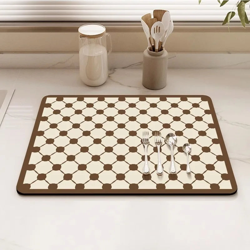 Navak Carpet Minimalis Striped Dish Drying Mat Super Absorbent Ktichen Rug Non Slip Tableware Drain Pad Home Diatom Mud Door Mats Washable