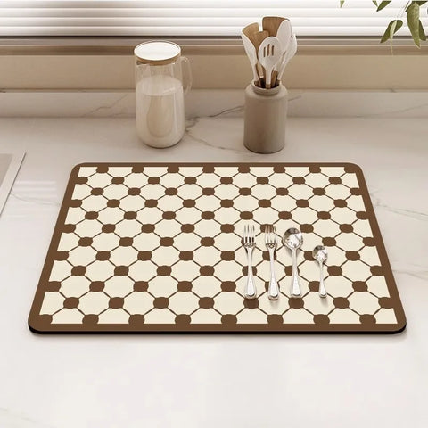 Navak Carpet Minimalis Striped Dish Drying Mat Super Absorbent Ktichen Rug Non Slip Tableware Drain Pad Home Diatom Mud Door Mats Washable