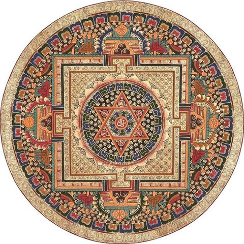 Navak Carpet Mandala Print Round Carpet Nordic Modern Living Room Anti-Slip Rug Coffee Table Foot Pad Bedroom Floor Mats Bay Window Chair Mat
