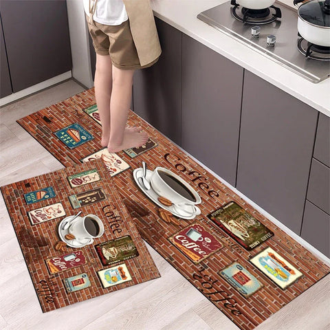 Navak Carpet Polyster Waterproof Oilproof Kitchen Mat Printed Antislip Bath Mat Soft Bedroom Floor Mat Living Room Carpet Doormat Kitchen Rug