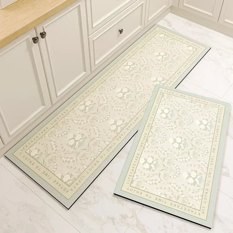 Navak Carpet Carpet for Kitchen Floor Mat Pvc Leather Waterproof Non-slip Long Rug Oil-proof Foot Mats Pink Flower Home Decoration Rugs