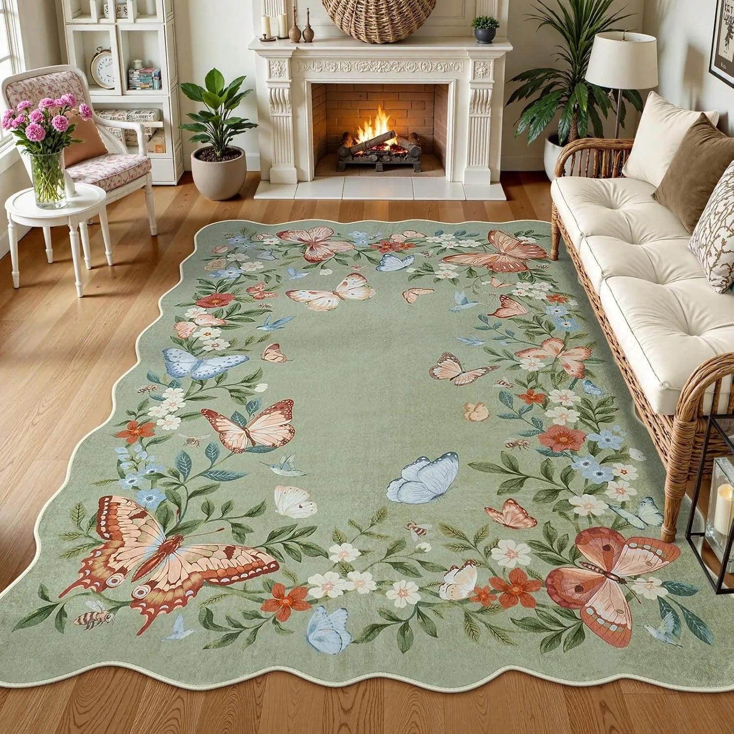 Navak Carpet Irregular Living Room Carpet Simple Butterfly Pattern Bedroom Bedside Rug Foldable Machine Washable Coffee Table Mat Kовер Tapis