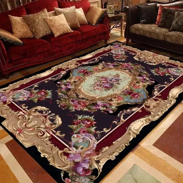 Navak Carpet European Style Peony Flower Luxury Carpet Red Festive Rug Washroom Floor Mat Bedroom Decor Rugs Living Room Rugs for Bedroom