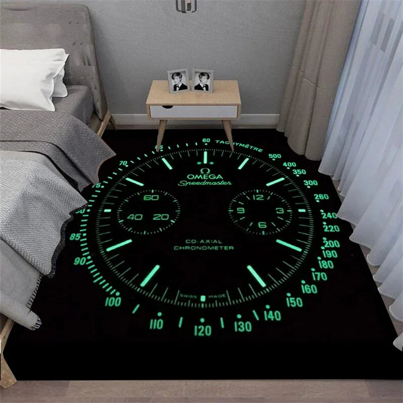 Navak Carpet Multi-functional O-OMEGA Dial Crown Watch Pointer Pattern Living Room Bedroom Sofa Decoration Carpet Floor Mat Rugs