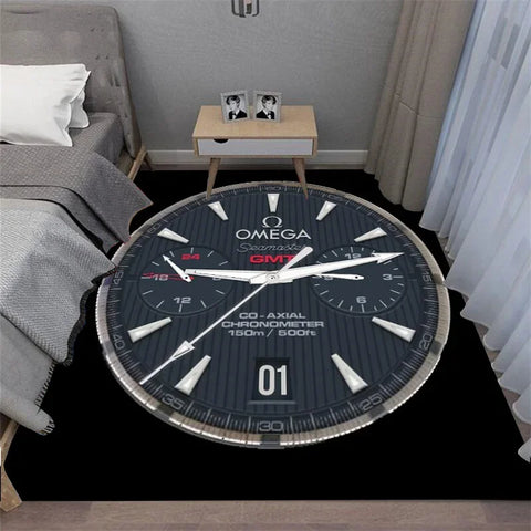 Navak Carpet Multi-functional O-OMEGA Dial Crown Watch Pointer Pattern Living Room Bedroom Sofa Decoration Carpet Floor Mat Rugs