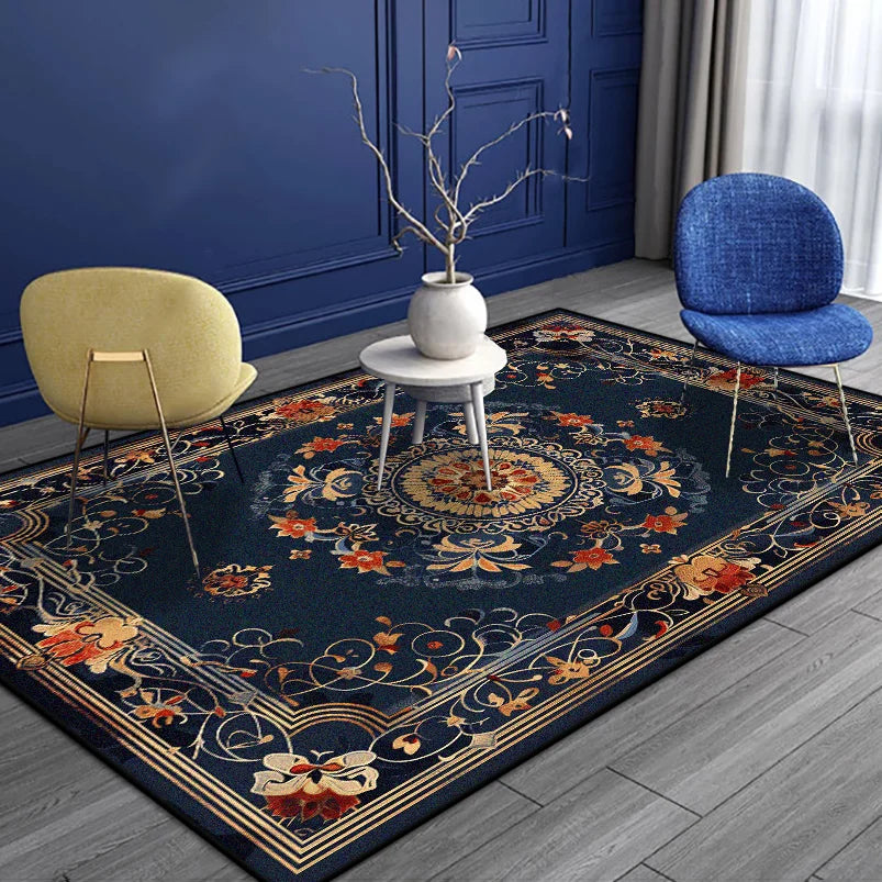 Navak Carpet Persian Style Luxury Carpet Living Room Senior Antiskid Golden Border Bedroom Decoration Rug Soft Easy Clean Entrance Door Mat
