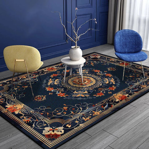 Navak Carpet Persian Style Luxury Carpet Living Room Senior Antiskid Golden Border Bedroom Decoration Rug Soft Easy Clean Entrance Door Mat
