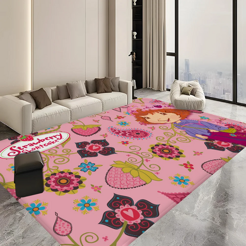 Navak Carpet S-Strawberry-Pink girl Floor Mat Bathroom Mat Kids Room Bedroom Decoration Balcony Anti-Slip Doormat Living Room Welcome Rug