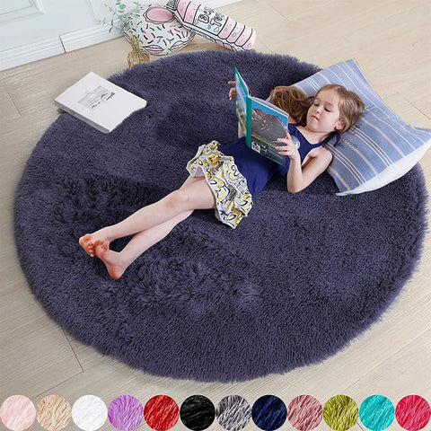 Navak Carpet Fluffy Round Rugs For Girls Bedroom Soft Shaggy White Carpet In The Living Room Bedside Rugs Pink Home Decor Hairy Baby Play Mat