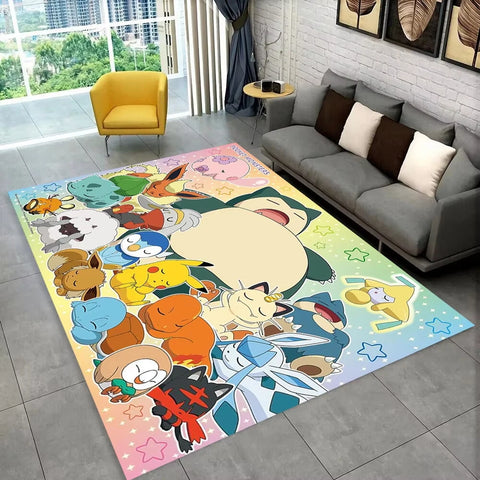 Navak Carpet Daily Picks Fun Pokemon Game Cartoon Floor Mat for Kids Playroom Bedroom Living Room Soft Area Rug Game Theme Carpet Man's Cave Decor