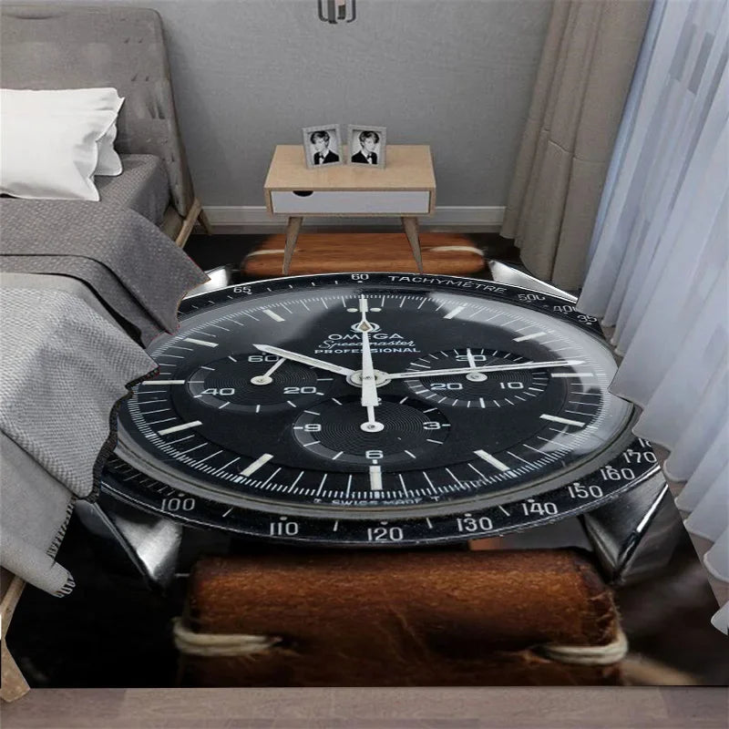 Navak Carpet Multi-functional O-OMEGA Dial Crown Watch Pointer Pattern Living Room Bedroom Sofa Decoration Carpet Floor Mat Rugs