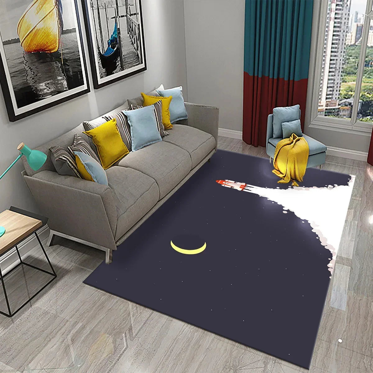 Navak Carpet 3D Simple Abstract Art Theme Carpet Nordic Style Geometric Line Living Room Balcony Bedroom Bathroom Non-slip Door Floor Mat