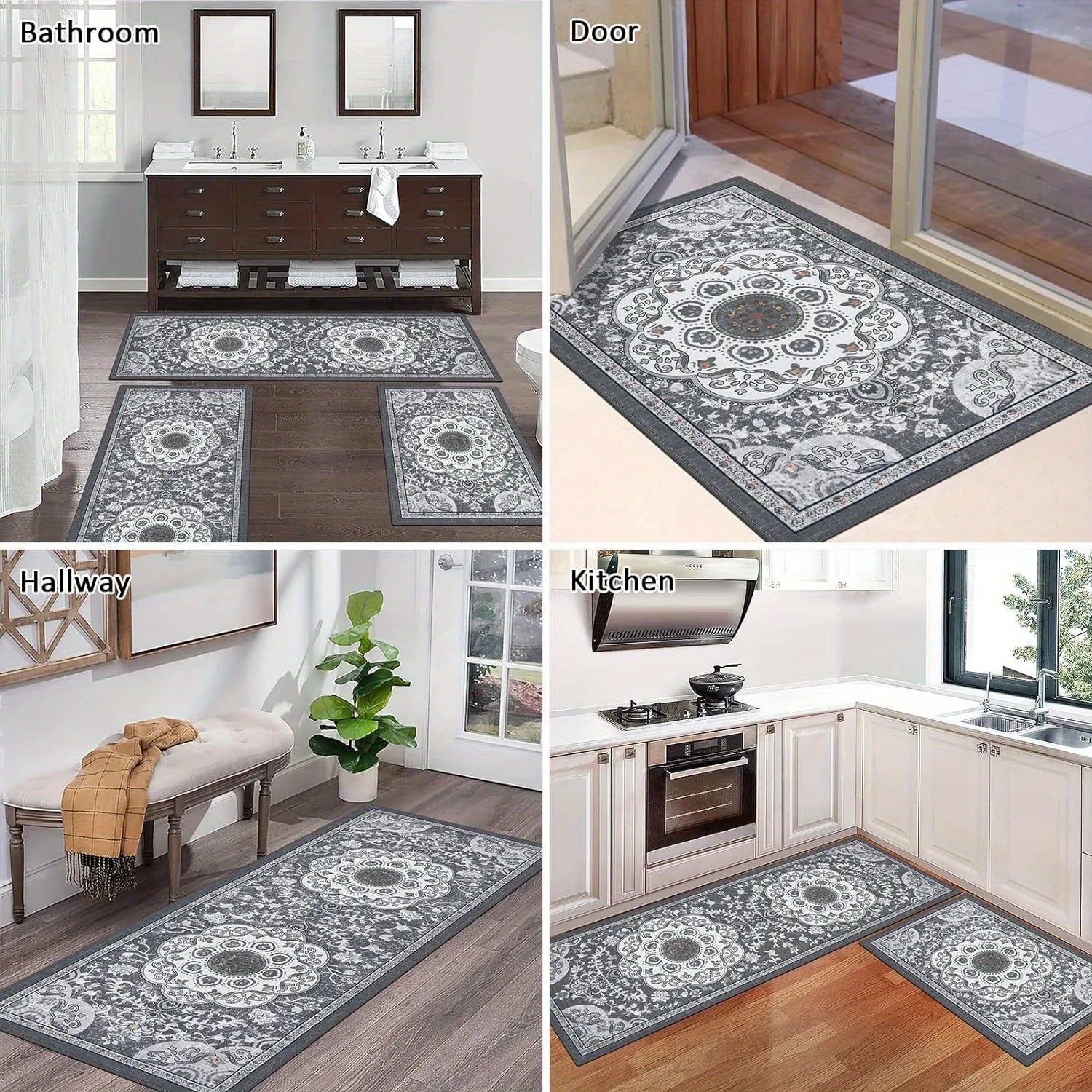 Navak Carpet 3 pcs set floor mat Bohemian style rugs kitchen carpet Non-slip comfortable washable kitchen decoration office bedroom corridor
