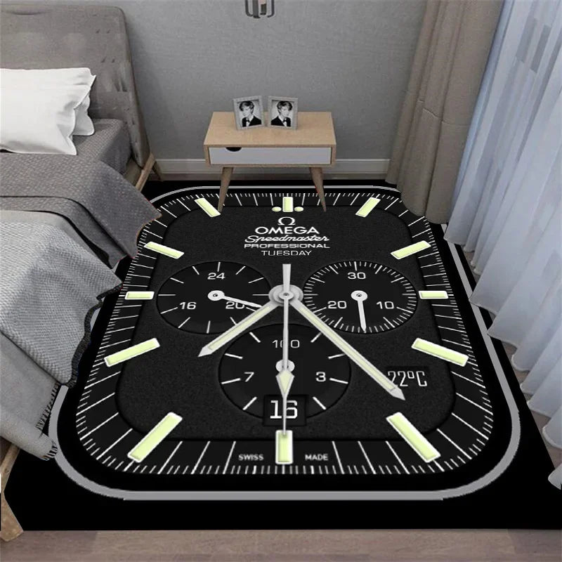 Navak Carpet Multi-functional O-OMEGA Dial Crown Watch Pointer Pattern Living Room Bedroom Sofa Decoration Carpet Floor Mat Rugs