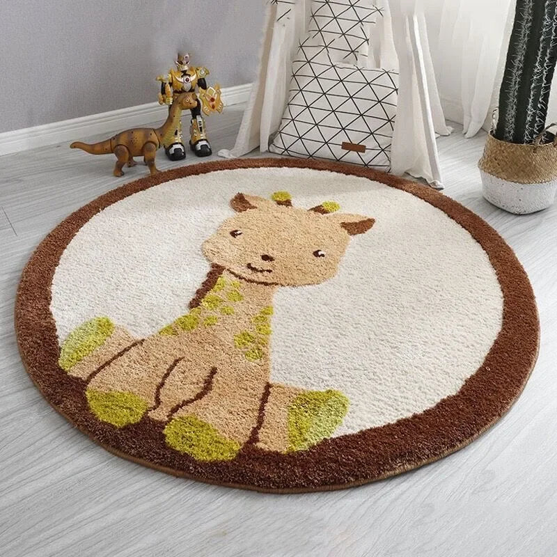 Navak Carpet Exclusive Picks Cartoon Round Imitation Cashmere Carpet Bedroom Bed Children's Room Small Animal Bed Mat Wear Resistant Cashmere Carpet