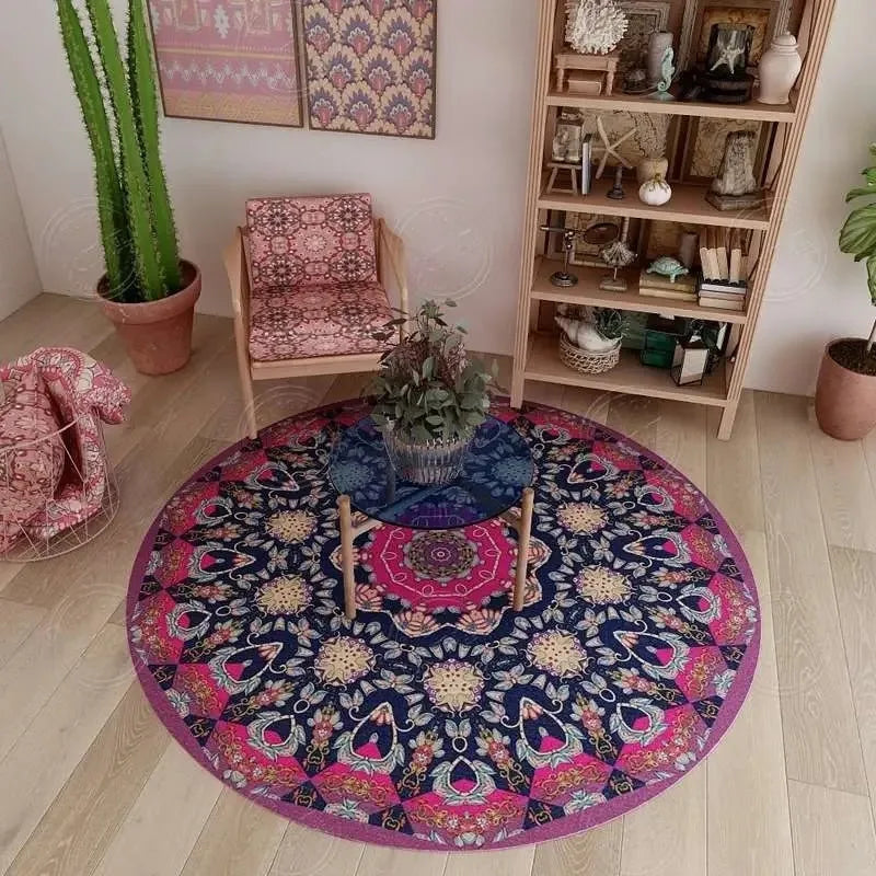 Navak Carpet Persian Retro Ethnic Style Round Living Room Rug Coffee Table Hanging Chair Swivel Chair Floor Mat Bedroom Bedside Rug