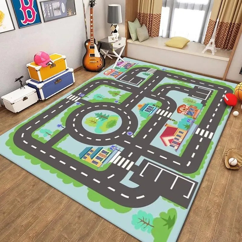 Navak Carpet Child 's Game Cartoon Carpet Game Room Living Room Sofa Bedroom Study Entrance Mat Non-slip Kid Traffic Road Parking Lot Rug