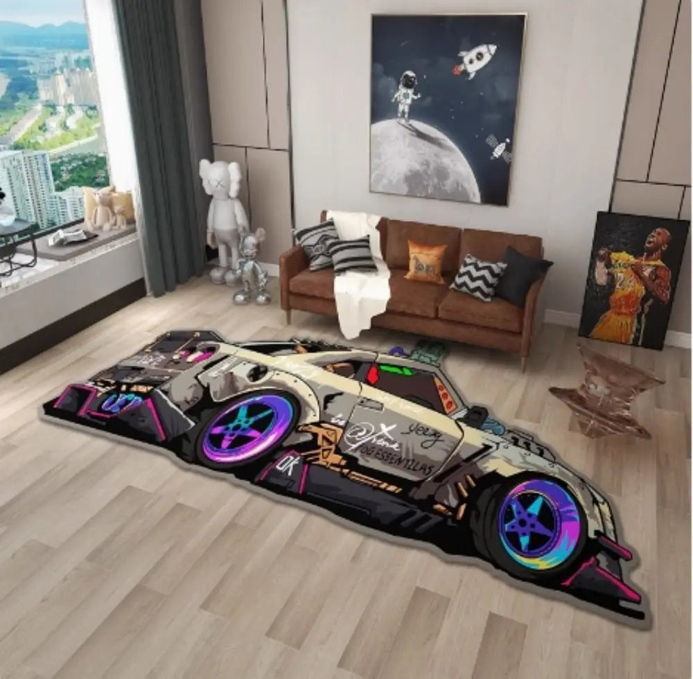 Navak Carpet Exclusive Picks Irregular-Shaped Sports Car Carpet For Home Decoration, Bedroom, Bedside, Boys' e-Sports Room, Study Room Floor Mat