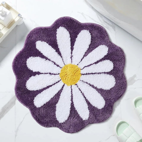 Navak Carpet Non Slip Flower Rug Flocking Tufted Daisy Bath Door Mat Imitation Cashmere Washable Baby Crawling Carpet Bedroom Living Room