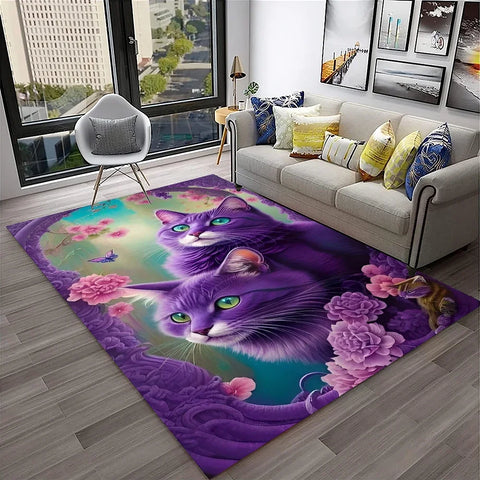 Navak Carpet 3D Cute Cat Flower Cartoon Carpet Rug for Home Living Room Bedroom Sofa Doormat Decor,Child Play Area Rug Non-slip Floor Mat