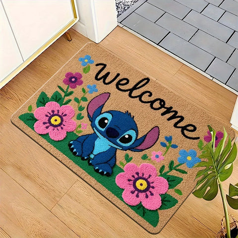 Navak Carpet 1pc Stitch Welcome Doormat Vibrant Floral Design Perfect for Home Entry Bedroom and Bathroom Doors Easy To Clean Hand Wash Only