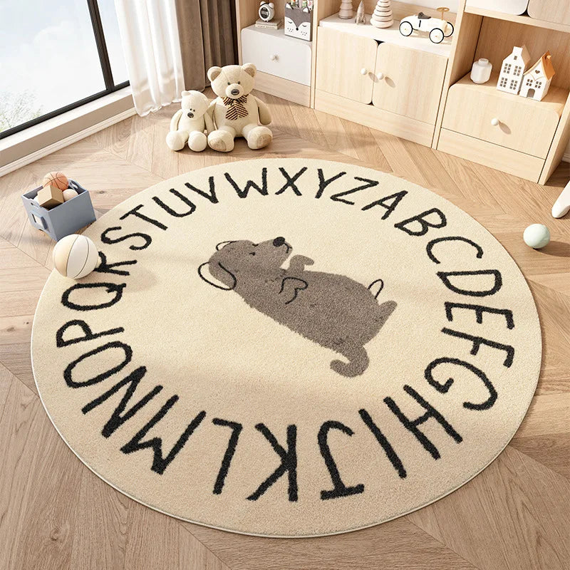 Navak Carpet Cartoon Style Bedroom Decor Plush Carpet Home Fluffy Soft Floor Mat Cute Round Carpets for Living Room Thick Non-slip Lounge Rug