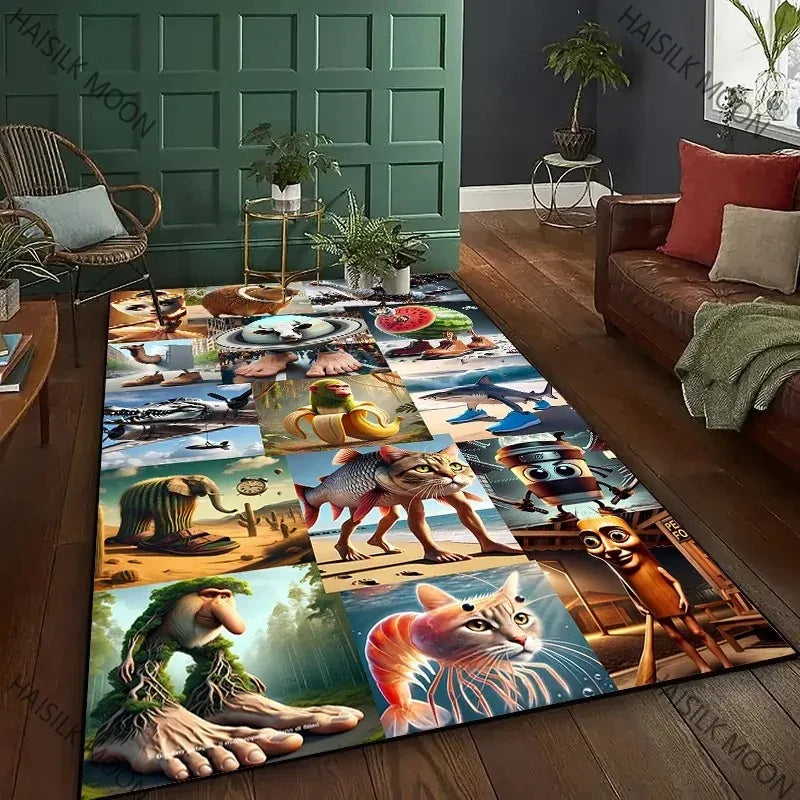 Navak Carpet Daily Picks Creates Virtual Creatures Italian Brainrot Cartoon Carpet Living Room Bedroom Bedside Bathroom Floor Mat Home Rug Gift