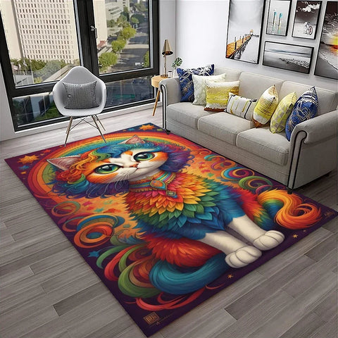 Navak Carpet 3D Cute Cat Flower Cartoon Carpet Rug for Home Living Room Bedroom Sofa Doormat Decor,Child Play Area Rug Non-slip Floor Mat