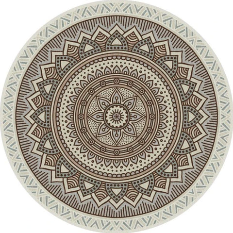 Navak Carpet Mandala Print Round Carpet Nordic Modern Living Room Anti-Slip Rug Coffee Table Foot Pad Bedroom Floor Mats Bay Window Chair Mat
