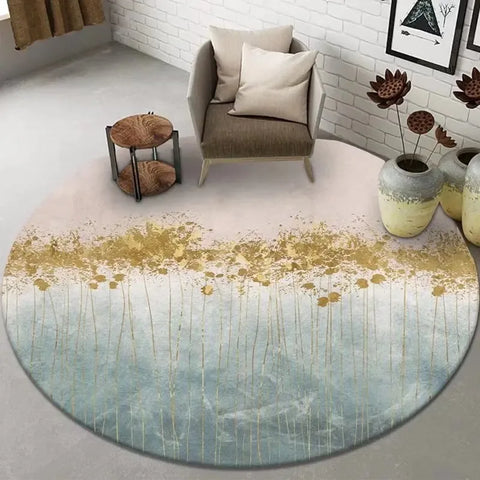 Navak Carpet Abstract Art Round Rug Living Room Sofa Bedroom Decorative Carpet Computer Chair Floor Mat Non-Slip