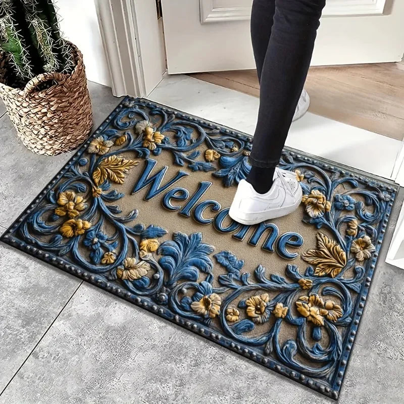 Navak Carpet 1pc, Entry Door Dirt Resistant, Easy To Maintain, Non-Slip 3D Printed Crystal Velvet Foot Mat, Machine Washable Polyester Carpe
