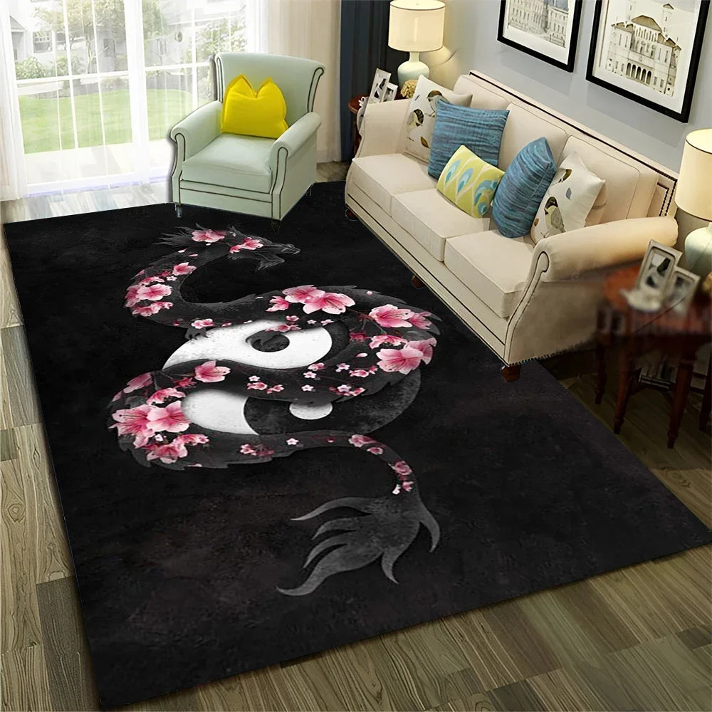 Navak Carpet Chinese 3D Tai Chi Bagua Yin Yang  Carpet Rug for Home Living Room Bedroom Sofa Doormat Decor,Child Area Rug Non-slip Floor Mat