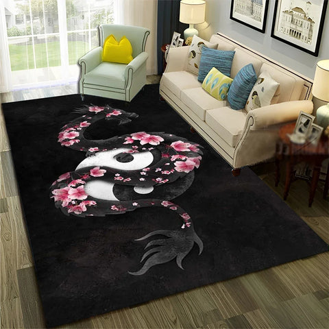 Navak Carpet Chinese 3D Tai Chi Bagua Yin Yang  Carpet Rug for Home Living Room Bedroom Sofa Doormat Decor,Child Area Rug Non-slip Floor Mat
