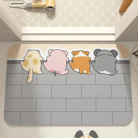 Navak Carpet Cute cartoon dog pattern bathroom absorbent carpet kitchen home decoration bedroom living room entrance door floor mat