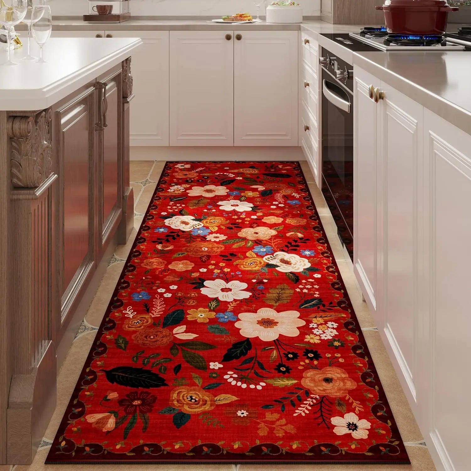 Navak Carpet Exclusive Picks Runner Rug for Hallways Kitchen Non Slip Machine Washable Carpets with Rubber Backing Soft Floral Rugs for Kitchen Decor