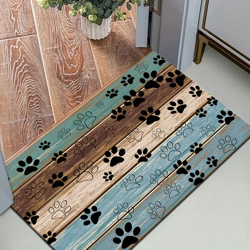 Navak Carpet Exclusive Picks American Outdoor Paw Print Floor Mat Blue Brown Entry Blanket Entryway Pet Family Doormat Home Decoration