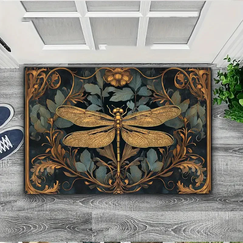 Navak Carpet Elegant Dragonfly Pattern Kitchen Mat Entrance Doormat Decor Carpet for Living Room Bathroom Anti-slip Doormat Laundry Room Rugs
