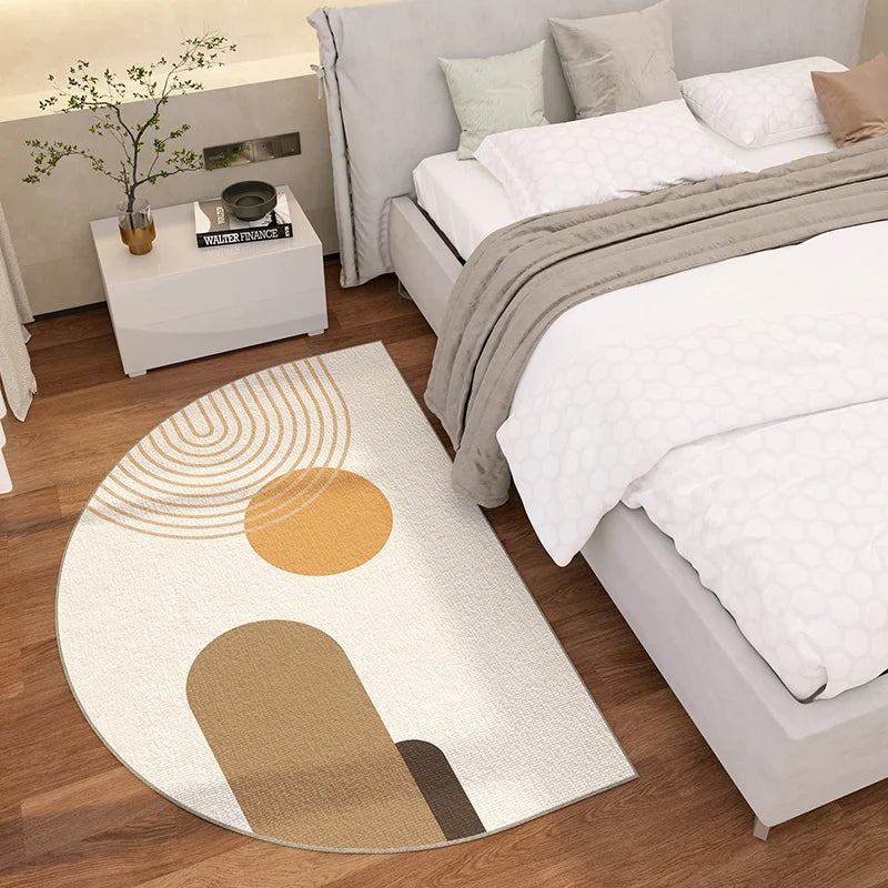 Navak Carpet Exclusive Picks Simple Lines Semi-Circular Carpet Durable And Easy To Clean Home Bedroom Bedside Rug Entrance Doormat Home Decor