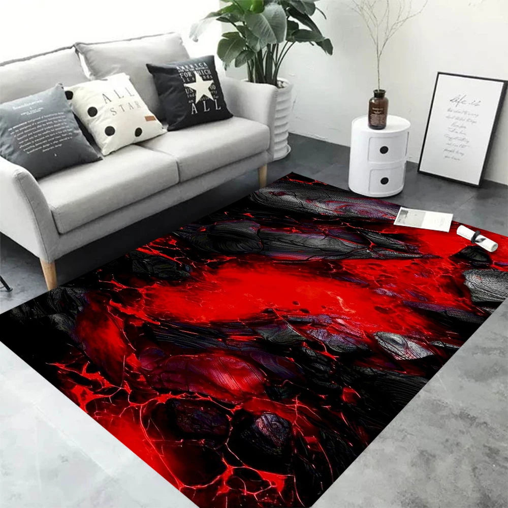 Navak Carpet 3D Volcano Lava Magma Rugs Carpet for Bedroom Decor Living Room Large Area Rugs Bedside Non-slip Floor Mat Home Entrance Doormat