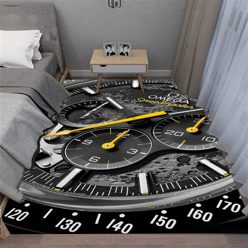 Navak Carpet Multi-functional O-OMEGA Dial Crown Watch Pointer Pattern Living Room Bedroom Sofa Decoration Carpet Floor Mat Rugs