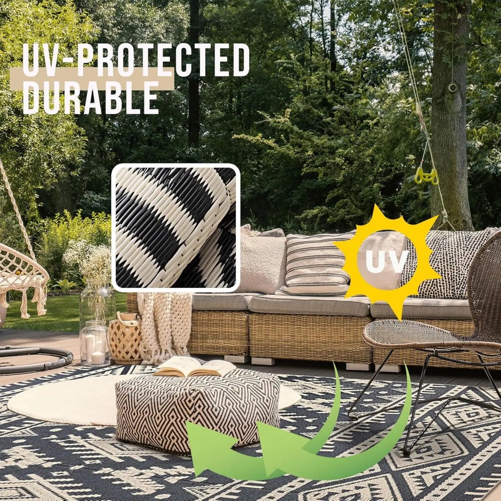 Navak Carpet Olanly Reversible Plastic Outdoor Rugs For Patio Non-slip Waterproof Rugs For Camping Large Foldable Fashion Carpets For Rooftop